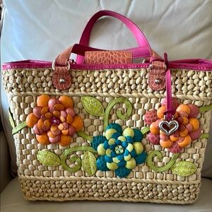 Brighton Shelby Straw Floral Shoulder Bag